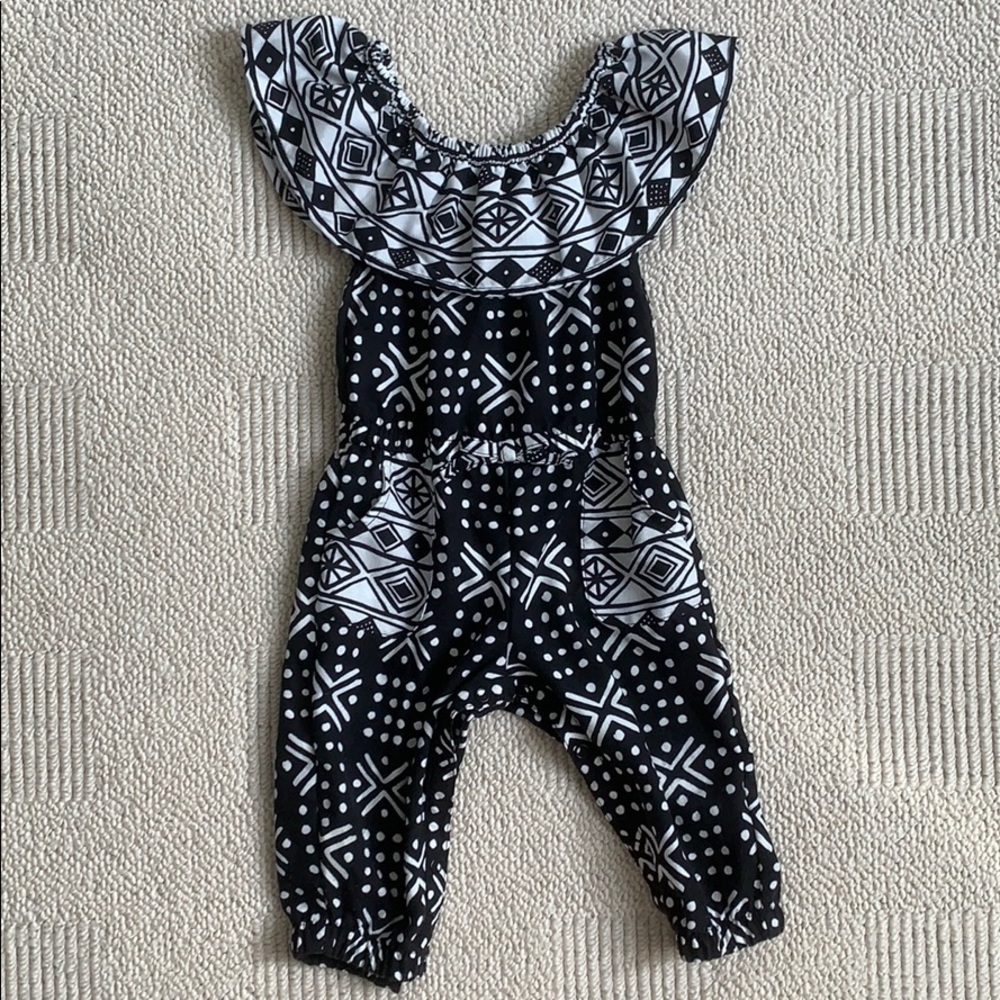 OskKosh Black + White Print Jumpsuit